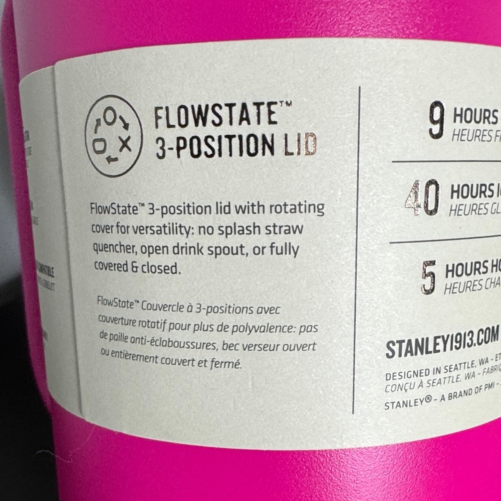 Stanley Vibrant Pink Quencher H2.0 Tumbler 30oz - Picture 5 of 7